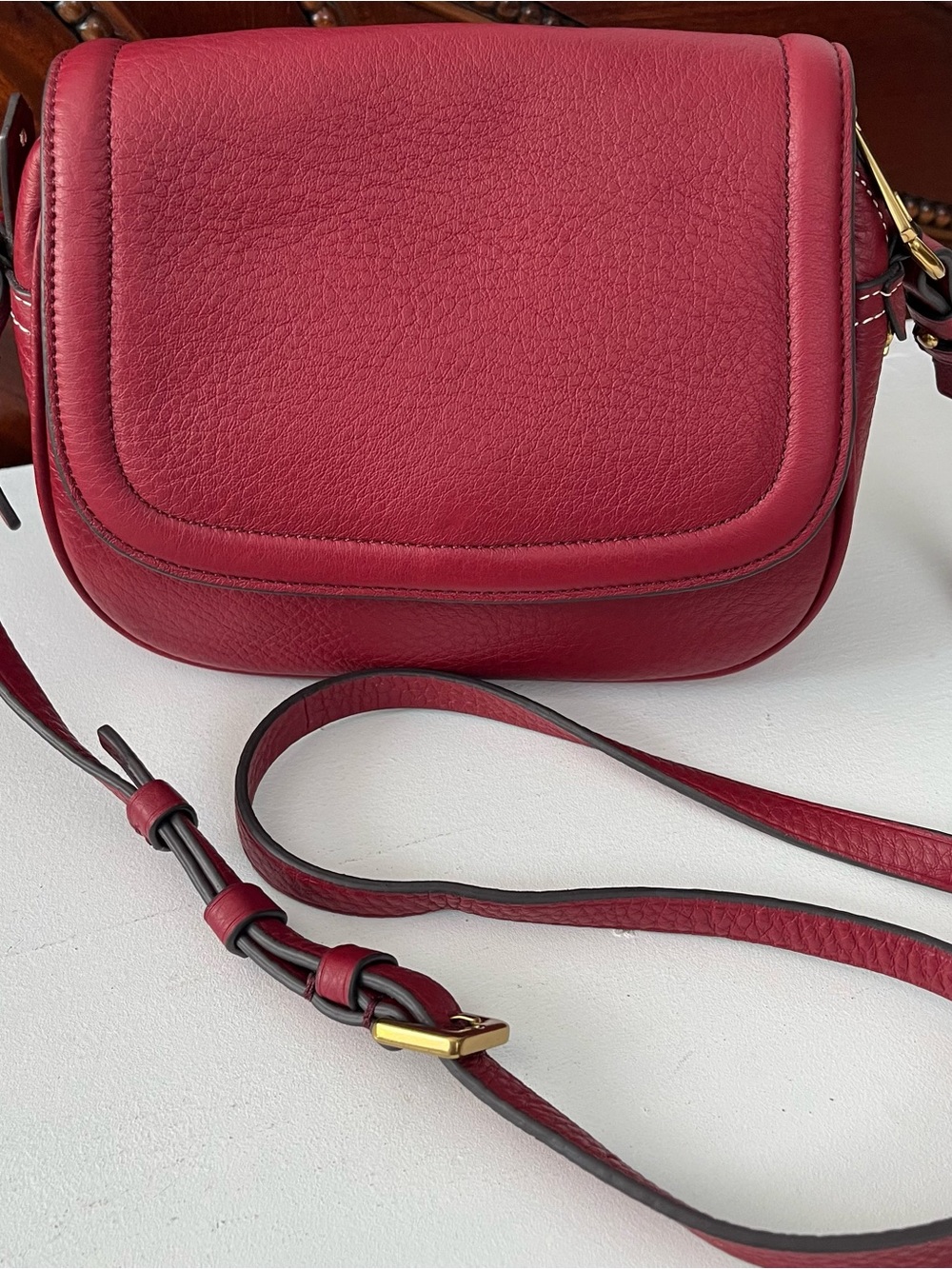 NEW J.Crew Signet Red Leather Flap Crossbody Bag, Clochette, lock and keys